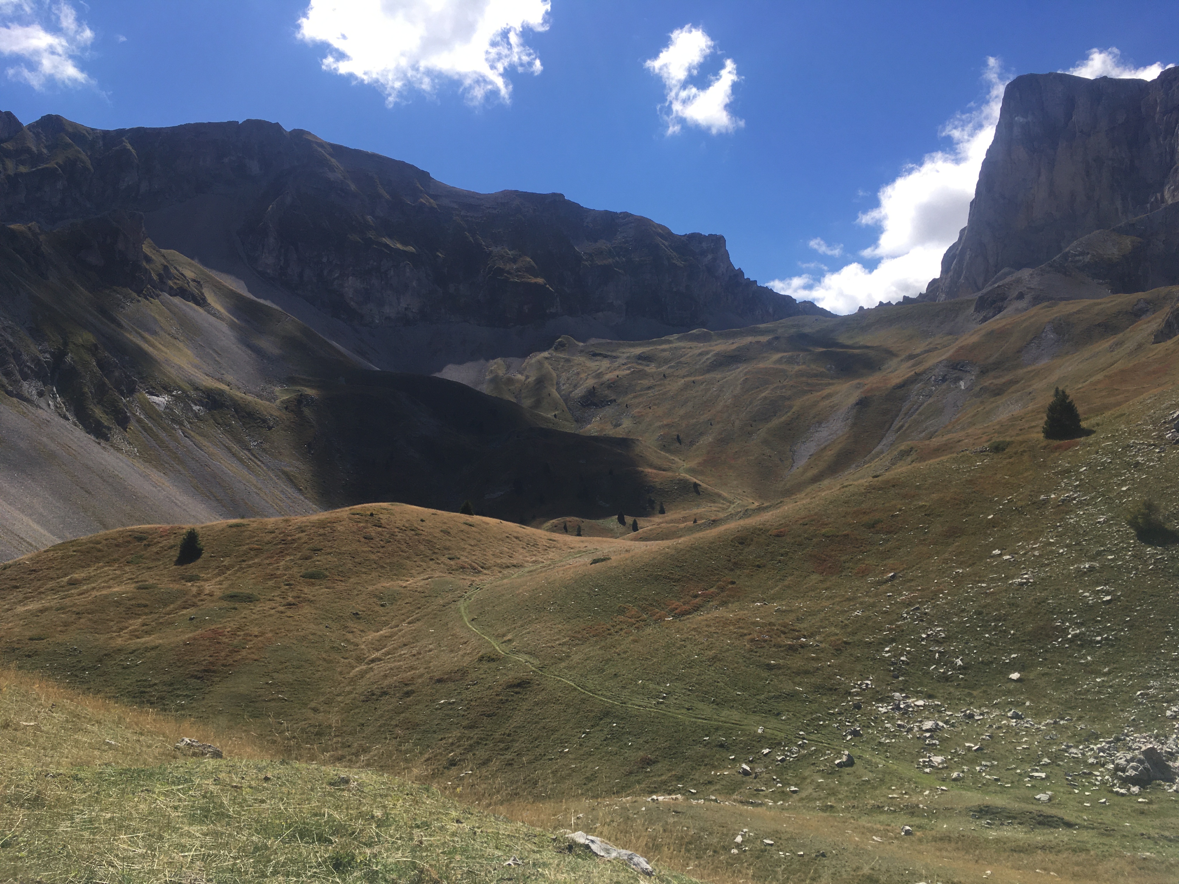 Le vallon d'Ane, vue vers le pas du Follet et le pic de Bure